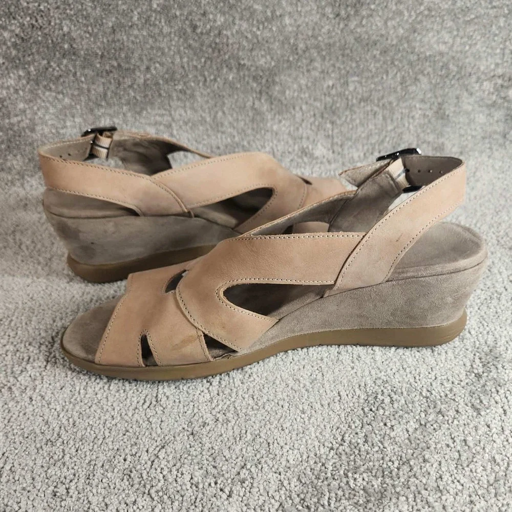 Munro Lola Stone Nubuck Slingback Wedge Walking Sandal Womens‎ 7.5 N